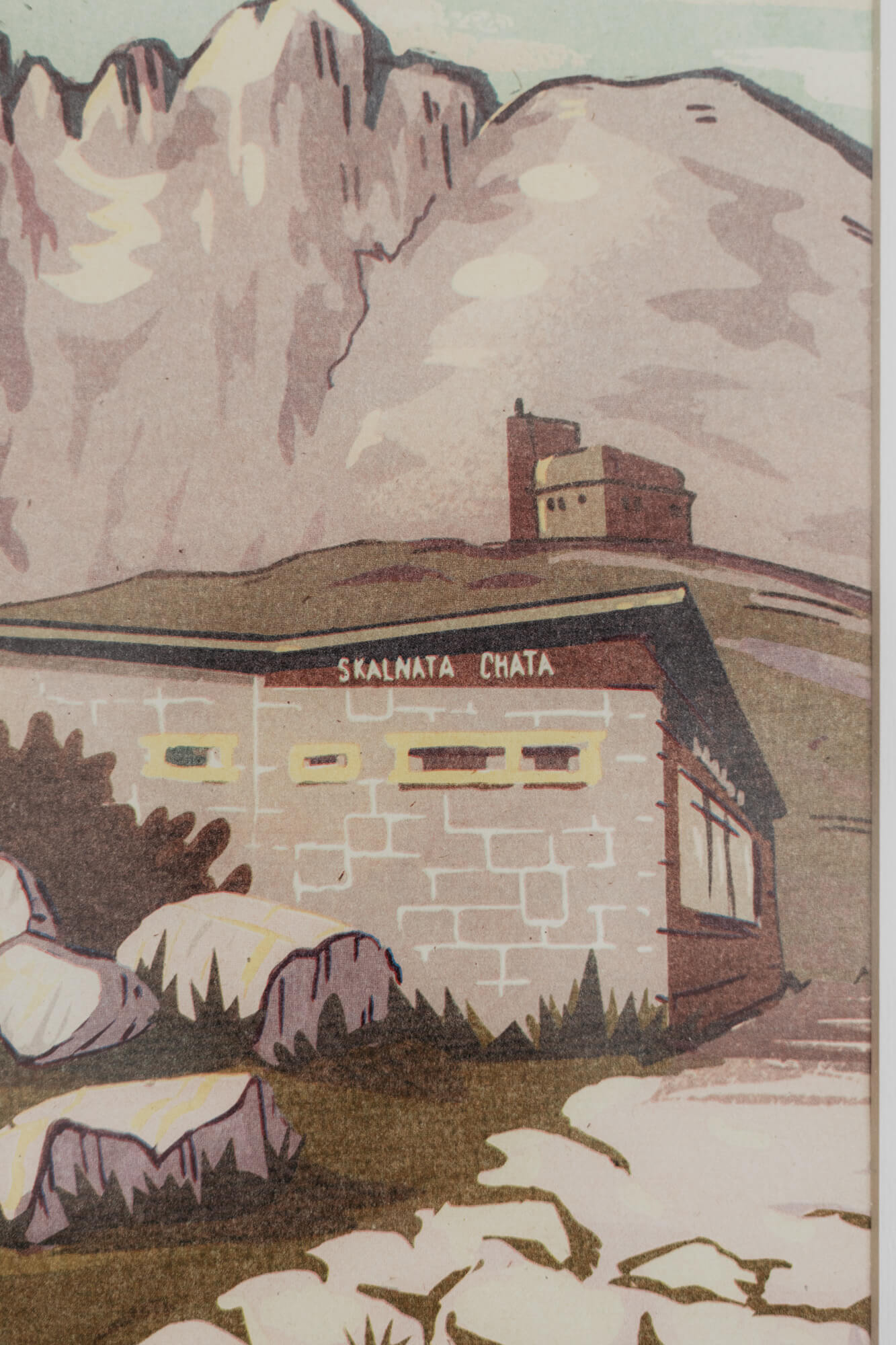 Poustr: Skalnatá chata, Laco Kulanga, Lomnický štít, Skalnaté pleso, Vysoké Tatry, poctivý slovenský plagát